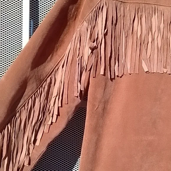 100% Leather Fringe Jacket Tan XL - Picture 3 of 9